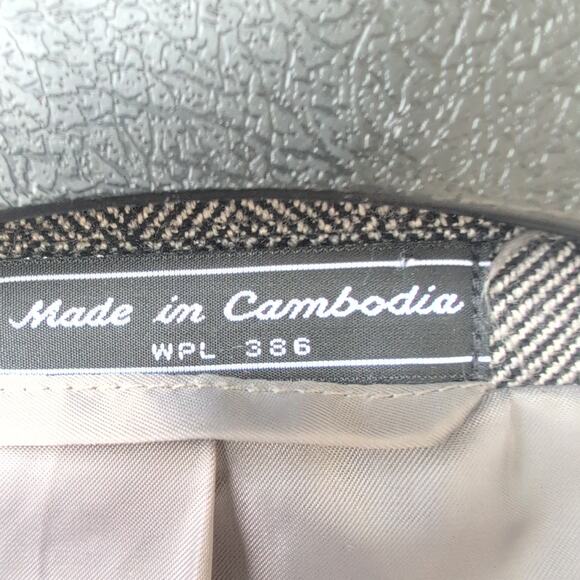 Saddlebred Lambswool Blend Herringbone Tailored Suit Coat Men's 54L - Picture 3 of 9